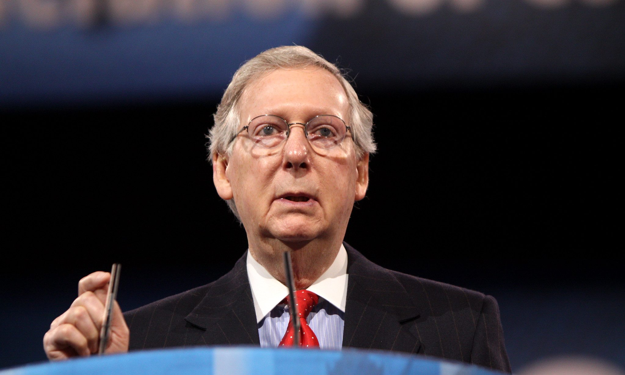 Mitch McConnell speaks at a conference