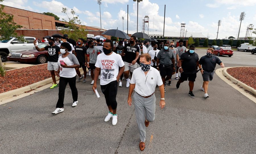 Alabama athletes, coaches march to protest racial injustice