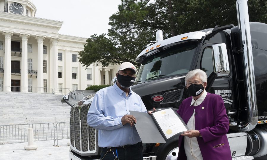 Governor honors Alabama Truck Driver of the Year on state Capitol steps
