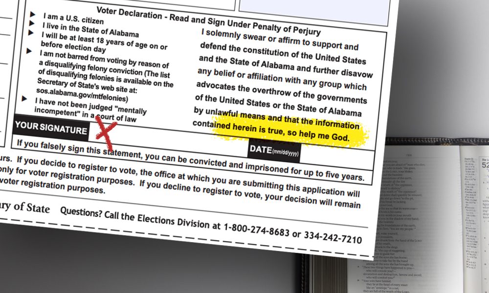 Lawsuit alleges “spiritual examination” on Alabama voter registration form
