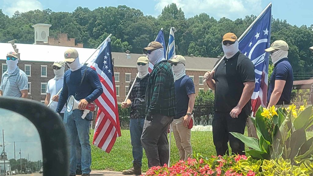 White supremacist group Patriot Front protests Prattville pride picnic