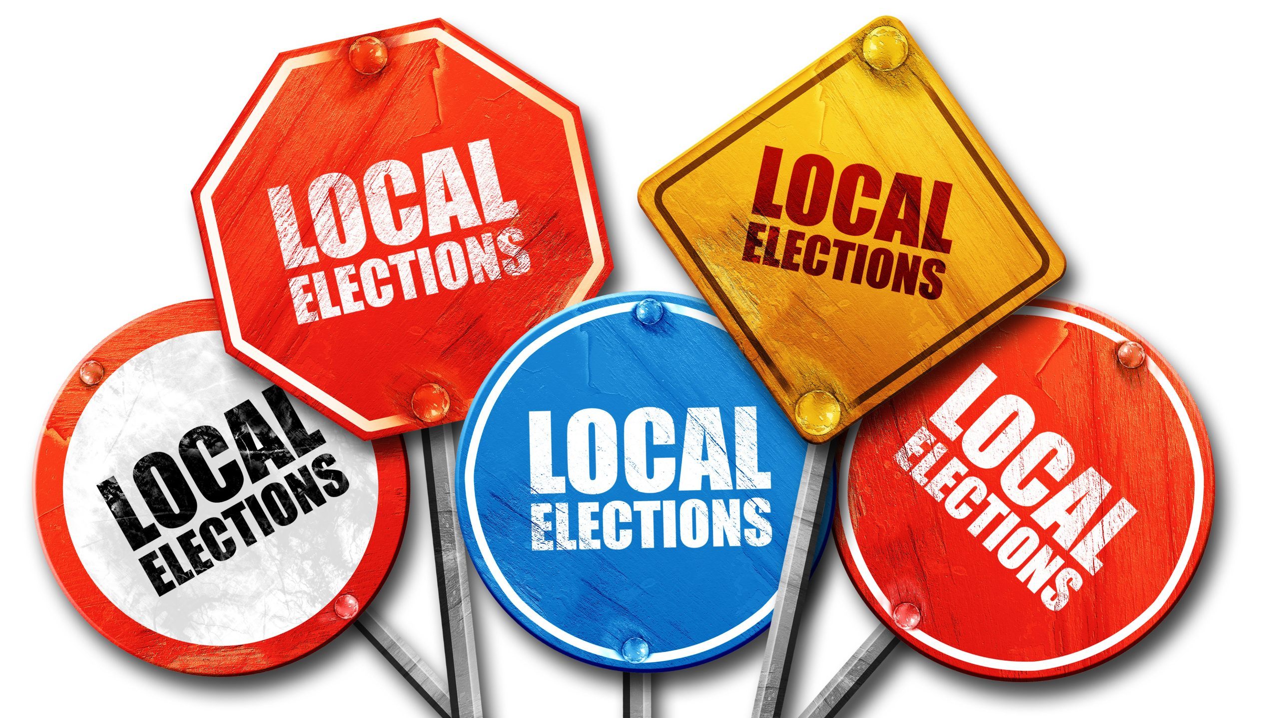 local elections, 3D rendering, street signs