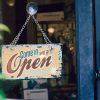 Open signboard on shop door