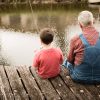 Grandfather and Grandson Fishing Together