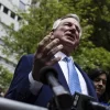 Sen. Tommy Tuberville, R-Ala., speaks at a press conference across the street from the Manhattan criminal court, Monday, May 13, 2024, in New York. Trump was accompanied to court Monday by some of his top congressional surrogates.