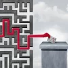 Voting challenges and election problem or voter suppression and campaign vote concept as ballots at a polling station as a maze blocking and disenfranchise a democratic right in a democracy