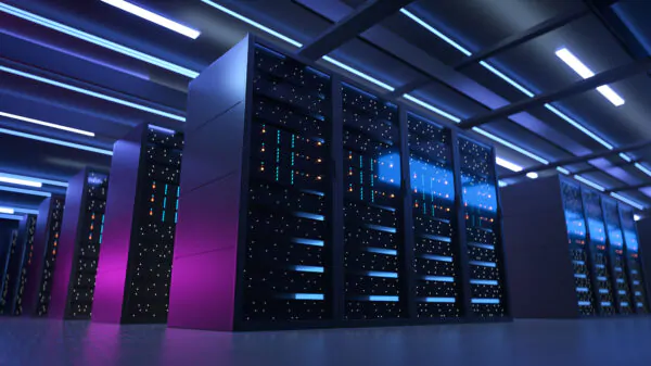 Working Data Center Full of Rack Servers and Supercomputers, Mod