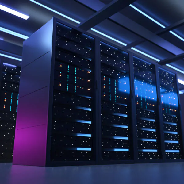 Working Data Center Full of Rack Servers and Supercomputers, Mod