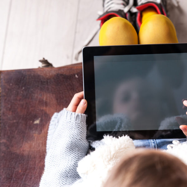 School girl with ipad tablet